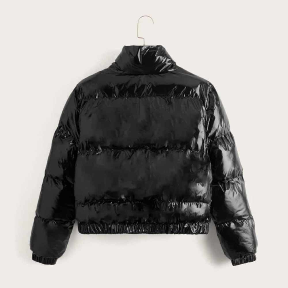 solid zip front padded coat - Picture 2 of 5